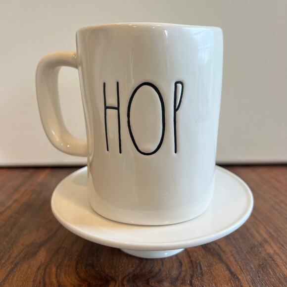 Rae Dunn Magenta 16oz Ceramic Spring Mug Double sided "Hip Hop" Cream and Pink - Picture 3 of 4